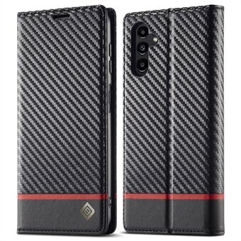 LC.IMEEKE Samsung Galaxy A54 5G:n hiilikuitukuvioiselle puhelimen käännettävälle nahkaiselle lompakkokotelolle pudotuksenkestävä matkapuhelimen suojus