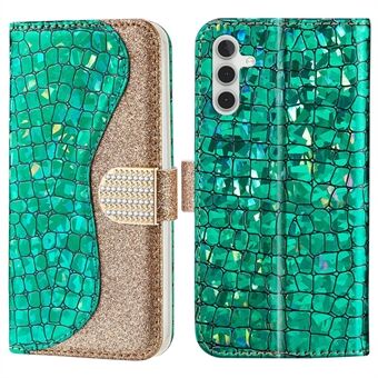 Samsung Galaxy A54 5G Wallet PU-nahkakotelo Glitter Splicing Crocodile Texture Stand puhelimen suojakuori