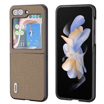 ABEEL Samsung Galaxy Z Flip5 5G Takaisin Puhelinkotelo Lehmännahkainen Nahkapäällysteinen PC Litchi Texture Cover