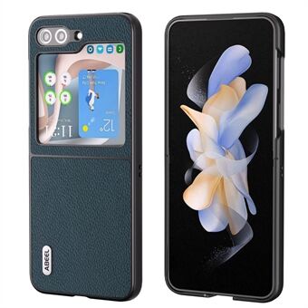 ABEEL Samsung Galaxy Z Flip5 5G lehmännahkaiselle nahalle + kova PC Shell Fine Litchi Texture iskunkestävä puhelinkuori