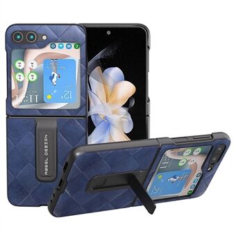 ABEEL Samsung Galaxy Z Flip5 5G Kickstand suojakotelo PU-nahkapäällysteinen PC Grid Texture -puhelimen kansi