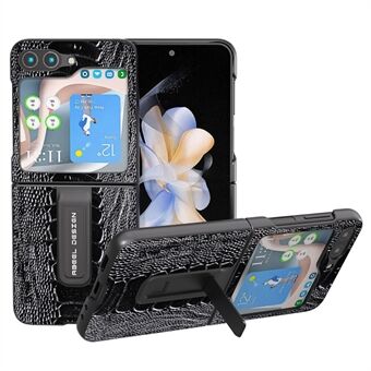 ABEEL Samsung Galaxy Z Flip5 5G Crocodile Texture -jalustalle aitoa lehmännahkaa + PC-puhelinkotelo