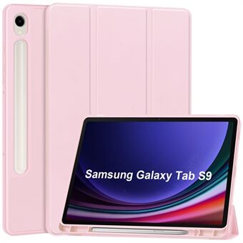 Kolmiosainen telinekotelo Samsung Galaxy Tab S9:lle, PU-nahkainen tabletin kansi automaattisella hereilleheräämisellä / nukkumisella ja kynäpaikalla.