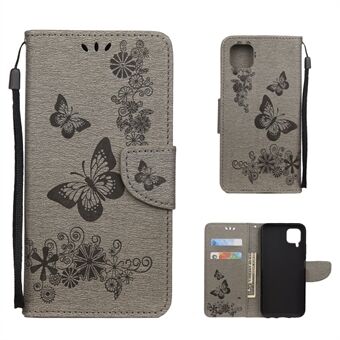 Imprint Butterfly ja Flower Nahkainen lompakkokotelo Huawei P40 lite / nova 6 SE / nova 7i