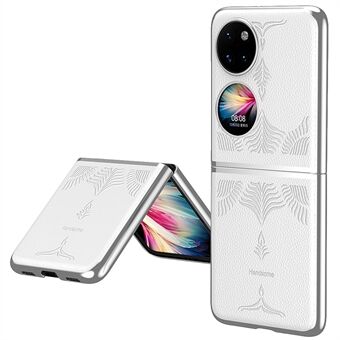 Huawei P50 Pocket / Pocket S -päällystyskehykselle Design Teksturoitu PU-nahkapäällysteinen kova PC-puhelimen kotelo