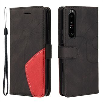 KT Leather Series-1 Kaksivärinen Splicing Style Nahkainen lompakkopuhelimen kansi kätevällä hihnalla Sony Xperia 1 III 5G:lle