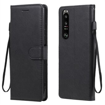 KT Leather Series-2 Lompakkoteline Stand puhelimen suojus hihnakuorella Sony Xperia 1 III 5G:lle