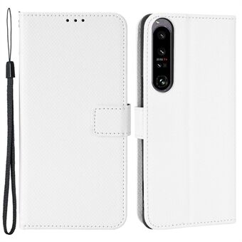 Diamond Texture Case Sony Xperia 1 IV -puhelimelle, PU-nahkainen lompakko Scratch putoamisen estävä puhelintelineen Stand kätevällä hihnalla