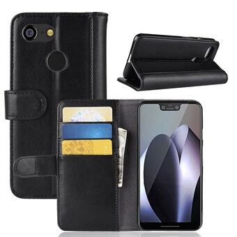 Aitoa jakkaraa oleva nahkainen lompakko- ja puhelinkotelo Google Pixel 3 XL: lle / XL3: lle - Musta