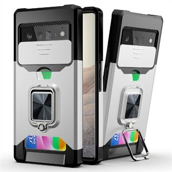 Korttipaikkateline PC + TPU Hybridikotelo kameran liukusuojalla puhelimeen Google Pixel 6 Pro.