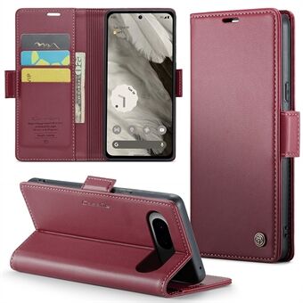CASEME 023 -sarja Google Pixel 8 RFID-estävällä lompakko jalustakuorella, litchi-pinnoitetusta keinonahkaisesta puhelinkotelosta.