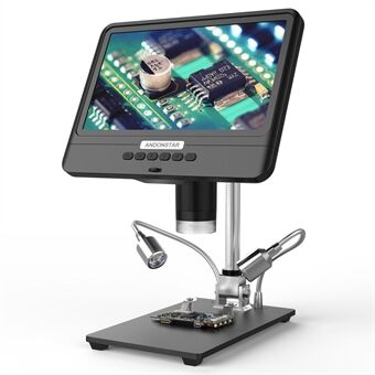 ANDONSTAR AD208 1080P 5X-1200X suurennusmikroskooppi Säädettävä digitaalinen mikroskooppi 8,5 tuuman LCD-näytöllä (ilman paristoa)