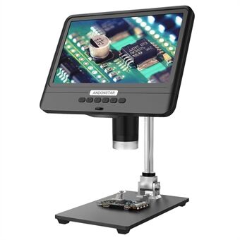 ANDONSTAR AD208 8,5 tuuman LCD-näyttö 5X-1200X digitaalinen mikroskooppi Säädettävä mikroskooppi korjausta varten (sisältyy pariston)
