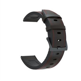 22 mm aito nahkainen päällystetty silikonikellohihna musta solki Huawei Watch GT: lle