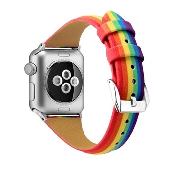 Rainbow aitoa nahkaremmiä vaihtohihna Apple Watch Series 6 / SE / 5/4 40mm / Series 3/2/1 38mm