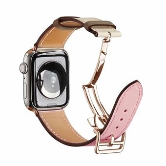 Ranneke [ruusukultainen solki] Apple Watch -sarjalle 6/5/4 / SE 40MM / Series 3/2/1 38mm taitettava solki aitoa nahkaa