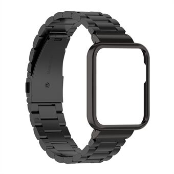 2 in 1 3 Beads ruostumattomasta Steel valmistettu kellon ranneke + kellokotelon suoja Xiaomi Mi Watch 2 Lite / Redmi Watch 2:lle - musta