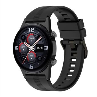 For Honor Watch GS3 Stripe Design Silikoni kellon hihna 22mm Vaihtoranneke ruostumattomasta Steel tehdyllä soljella