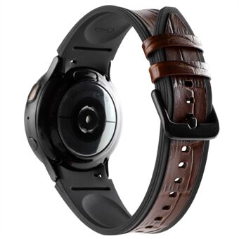 Samsung Galaxy Watch 5 Pro 45mm / Watch 5 40mm / 44mm / Watch 4 40mm / 44mm Dual Color aito nahkapäällysteinen silikonikellon hihnan vaihto