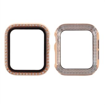 Galvanointi tekojalokivi-sisustus PC-kehys karkaistua lasia suojakansi Apple Watch -sarjaan 4/5/6 / SE 44mm