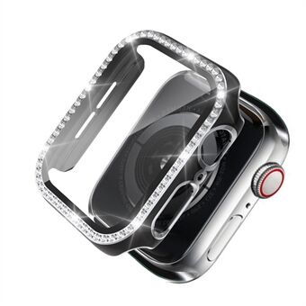 Kaksivärinen galvanoitu tekojalokivikristalli PC-kansi karkaistu lasinäyttökalvolla Apple Watchille 4/5/6 / SE 44mm