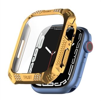 Apple Watch Series 7:lle 45 mm Tyylikäs tekojalokivi Galvanoitu Rhombus painatus, kova PC-kotelo, jossa karkaistu lasi näytönsuoja