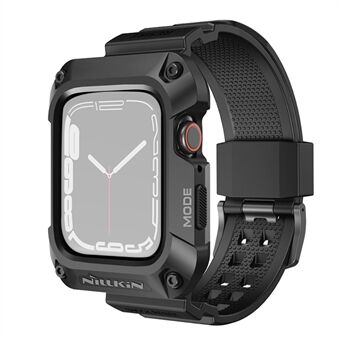 NILLKIN Apple Watch Series 8/7 45mm metallikuoren metalliseoksesta kestävä suojakuori TPU-kellon rannekkeella