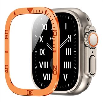 Apple Watch Ultra 49 mm karkaistulle lasille näytönsuojalle Numeromerkintä metallikehys sisäänrakennetulla kirkkaalla kalvolla