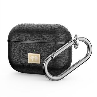 Litchi Pattern PU-nahkapäällysteinen TPU-kuorisuoja ja avainnipun kuulokekuori AirPods Pro