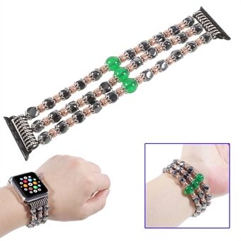 XINCUCO Luxury Hematite Jade Beads elastinen joustava rannehihna rannekoru Apple Watch -sarjalle 5 4 40mm / Series 3/2/1 38mm