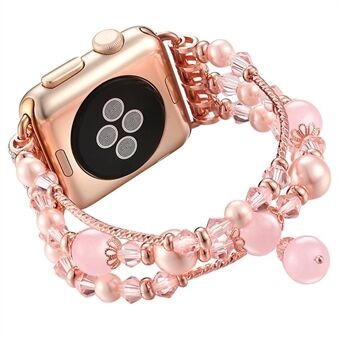 Agate Beads Pearl -kelloranneke Apple Watch -sarjalle 5 4 44mm / 3/2/1 42mm