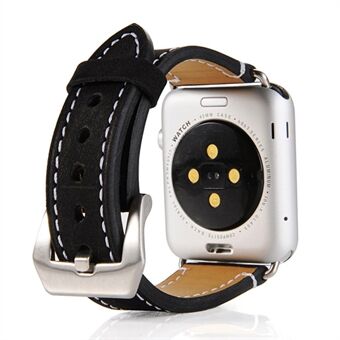 Matta ihon PU-nahkaranneke Apple Watch -sarjaan 5 4 44 mm, sarja 3/2/1 42 mm - musta