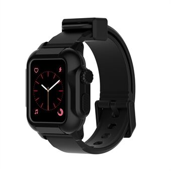 Pehmeä silikonihihna + kotelo Apple Watch Series 3/2/1 42mm - musta