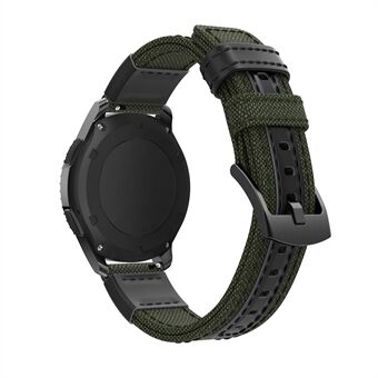 Varten Samsung Gear S3 Classic/ S3 Frontier / Galaxy Watch 46mm kangas + aitoa nahkaa oleva ranneke nailonurheilukellohihna 22mm
