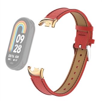 Xiaomi Smart Band 8:lle aito lehmännahkainen kelloranneke Litchi Texture kellohihna liittimellä
