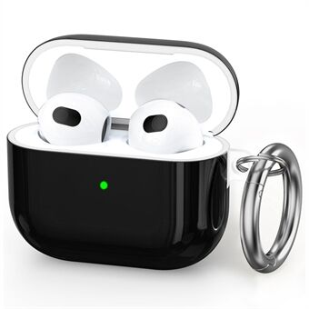 AHASTYLE PT142-3 Apple AirPods 3:lle yksivärisille kuulokkeille TPU-kotelo, kaksiosainen Bluetooth-kuulokkeiden putoamisenkestävä suojus karabiinilla