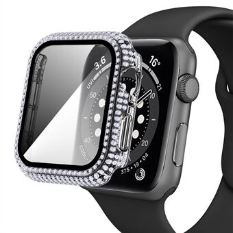 Apple Watch Series 1/2/3 38mm tekojalokivikoristeelliselle PC Smart Watchin suojakuorelle, jossa karkaistu lasi näytönsuoja
