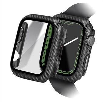 Apple Watch Series 1 / 2 / 3 38 mm kova PC-kellon runko, hiilikuitukansi erittäin kovalla karkaistulla lasinäyttökalvolla - musta