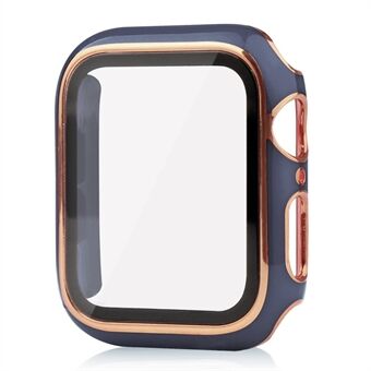 Apple Watch Series 8 41 mm:n kaksiväriseen galvanoituun kellokoteloon Kova PC:n Scratch kestävä suojakuori karkaistulla lasilla näytönsuojalla