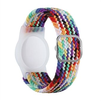 For Apple AirTag Nylon Bracelet Watch Band with TPU Anti-Loss Locator Case Holder