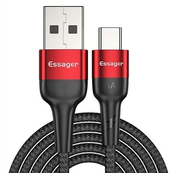 ESSAGER 1M nailonpunottu Type-C USB Data Sync -pikalatauskaapeli Samsung Huawei Xiaomille