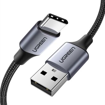 UGREEN 2m USB2.0 - Type-C 480Mbps datajohto alumiinikuori nailonpunottu kaapelituki 3A Max Quick