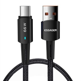 ESSAGER 1 m pikalatauskaapeli 6A punottu USB-tyyppi C-matkapuhelinkaapeli 480Mbps tiedonsiirtojohto