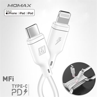 MOMAX DL36 [PD-pikalataus] [MFI-sertifioitu] 1,2 M Type-C Lightningin 8-nastainen datasynkronointi PD-latauskaapeli