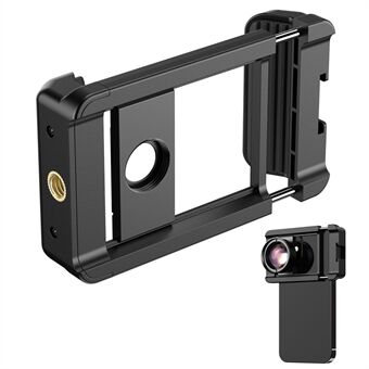 APEXEL F001 -kannettava älypuhelimen klipsisuojaus ulkopuolella olevalla kameraklipsillä ja 1/4 tuuman ruuvireiällä selfie-keppiä, kamerajalustaa ja kolmijalkakiinnitystä varten.