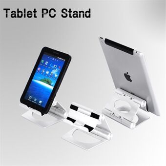 Kiinteä alumiininen kokoontaittuva Stand Apple iPadille / Tablet PC:lle / matkapuhelimelle - hopean värinen