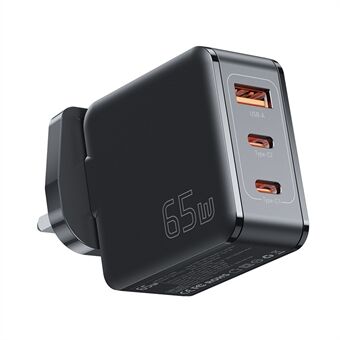 ESSAGER 65 W moniporttinen GaN- Quick 2 USB-C+USB-A kannettava miniseinälaturisovitin