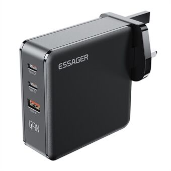 ESSAGER 140 W GaN laturisovitin 2 Type-C+1 USB-A laturilohko Kannettava seinälaturi matkustamiseen