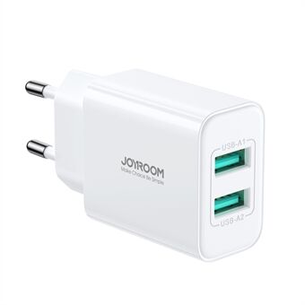 JOYROOM TCN04 EU Plug Dual USB Ports Seinälaturi 2.1A muovinen puhelimen lataussovitin