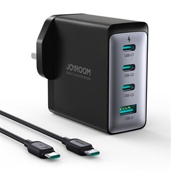 JOYROOM TCG04 UK Plug 100W GaN Ultra Seinälaturi USB + 3*C-tyypin virtalähde ja Type-C-C-kaapeli